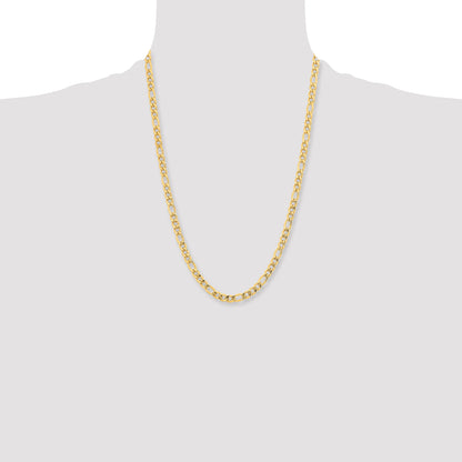 Stainless Steel Chisel Polished Yellow Ip-Plated 6.3mm 24 Inch Figaro Chain Necklace