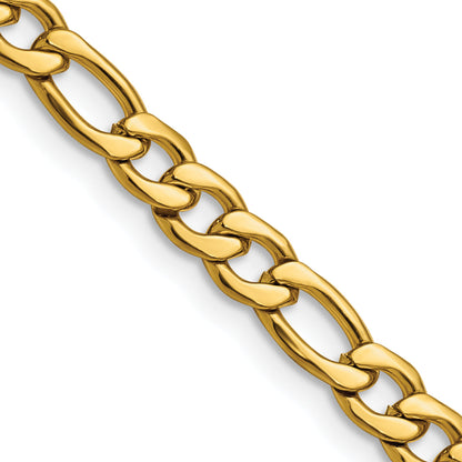 Stainless Steel Chisel Polished Yellow Ip-Plated 6.3mm 24 Inch Figaro Chain Necklace