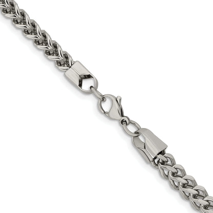 Stainless Steel Chisel Polished 5.5mm 24 Inch Franco Chain Necklace