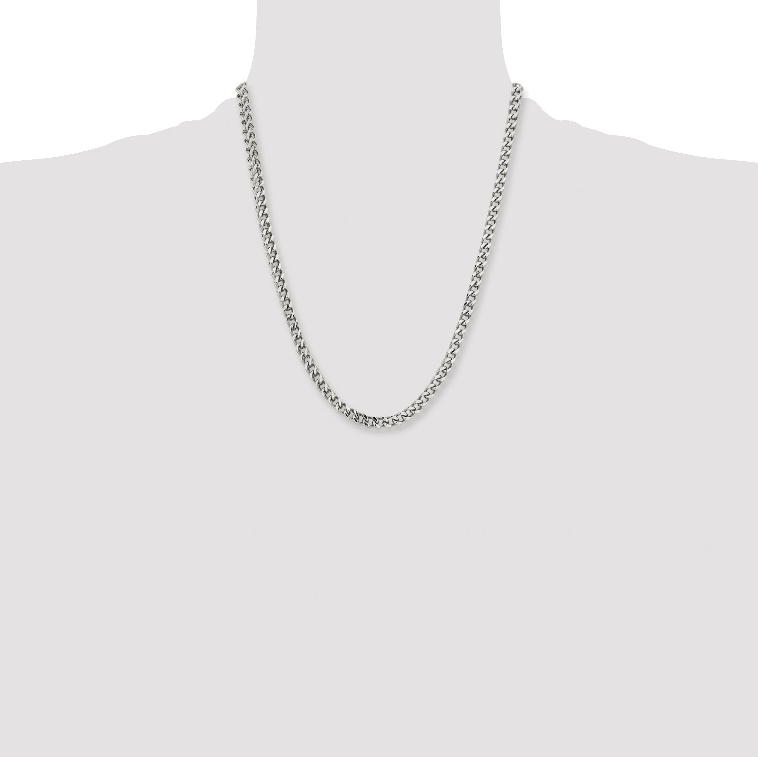 Stainless Steel Chisel Polished 5.5mm 22 Inch Franco Chain Necklace