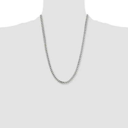 Stainless Steel Chisel Polished 5.5mm 24 Inch Franco Chain Necklace