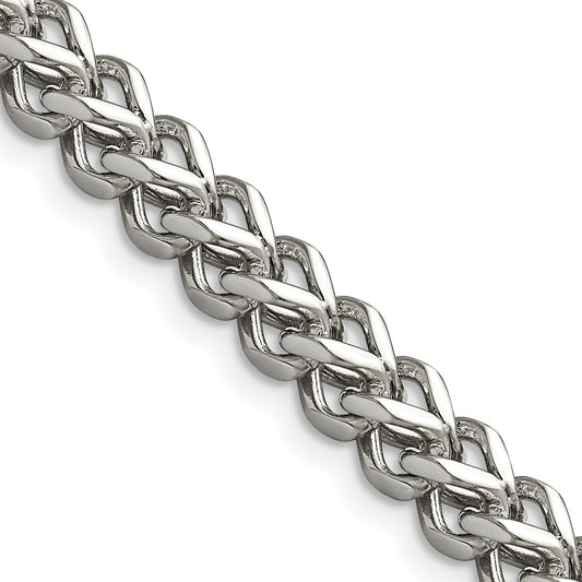 Stainless Steel Chisel Polished 5.5mm 22 Inch Franco Chain Necklace