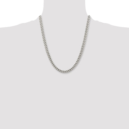 Stainless Steel Chisel Polished 6.75mm 22 Inch Franco Chain