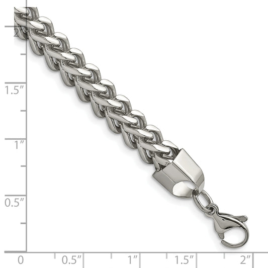 Stainless Steel Chisel Polished 6.75mm 9 Inch Franco Chain Bracelet
