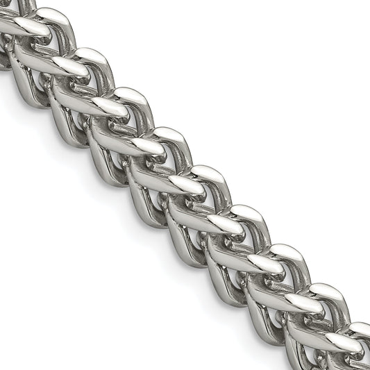 Stainless Steel Chisel Polished 6.75mm 22 Inch Franco Chain