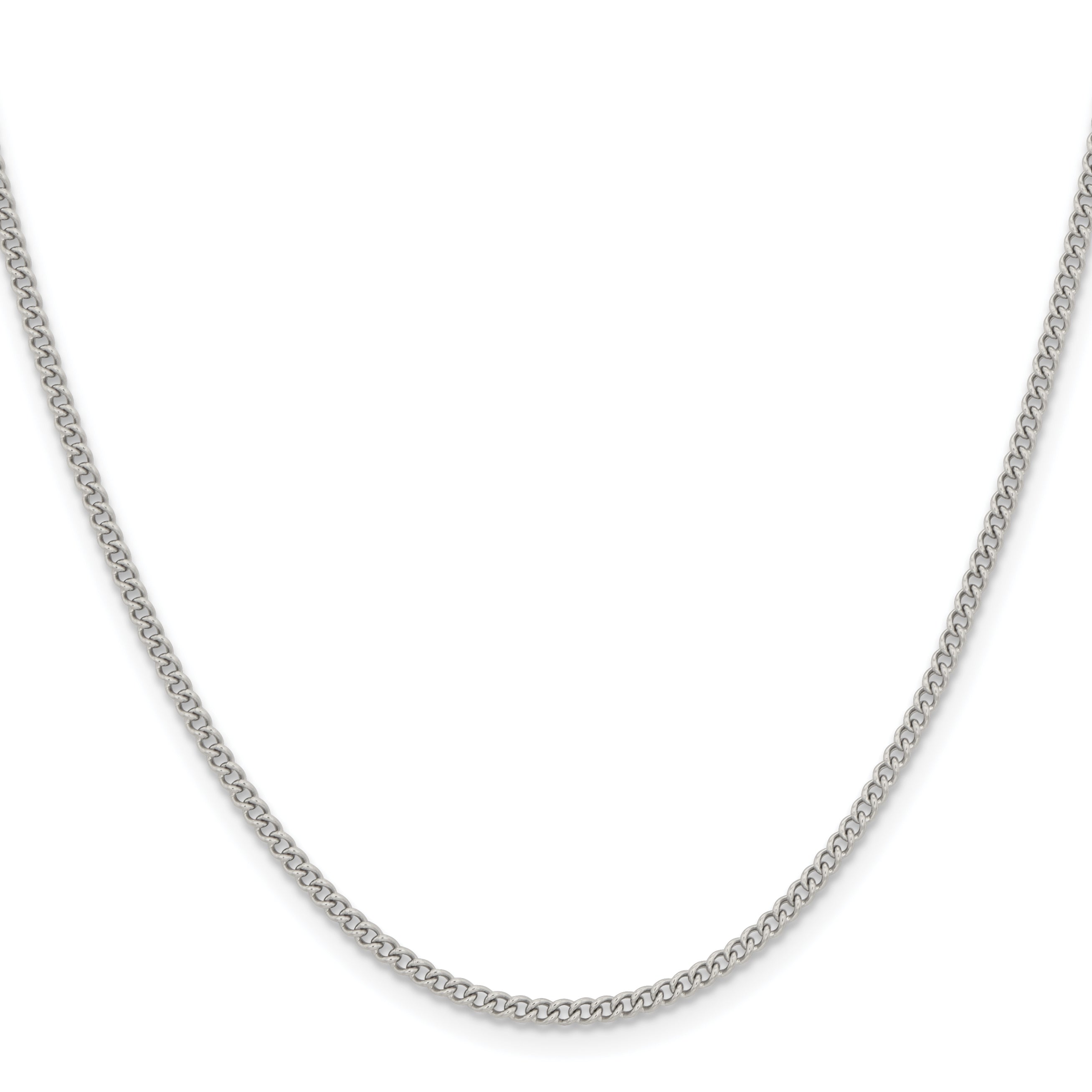 Stainless Steel Chisel Polished 2.25mm 18 Inch Round Curb Chain Necklace