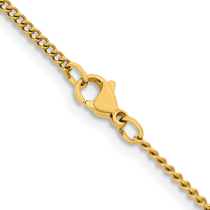 Stainless Steel Chisel Polished Yellow Ip-Plated 2.25mm 22 Inch Round Curb Chain Necklace