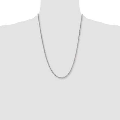 Stainless Steel Chisel Polished 4mm 24 Inch Round Curb Chain Necklace