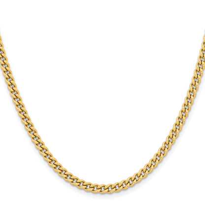 Stainless Steel Chisel Polished Yellow Ip-Plated 4mm 22 Inch Round Curb Chain Necklace