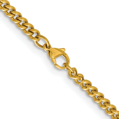 Stainless Steel Chisel Polished Yellow Ip-Plated 4mm 22 Inch Round Curb Chain Necklace