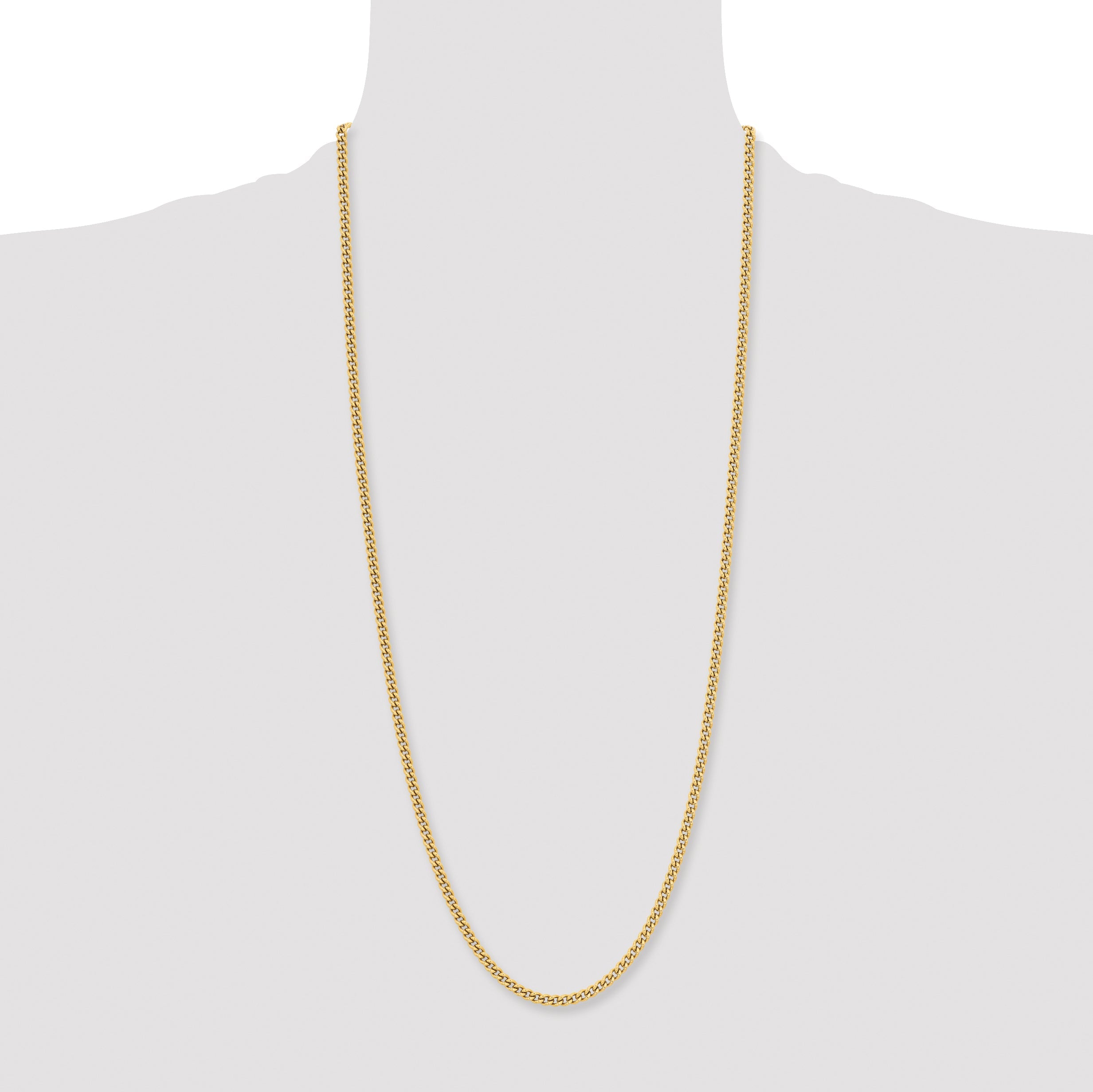 Stainless Steel Chisel Polished Yellow Ip-Plated 4mm 30 Inch Round Curb Chain Necklace