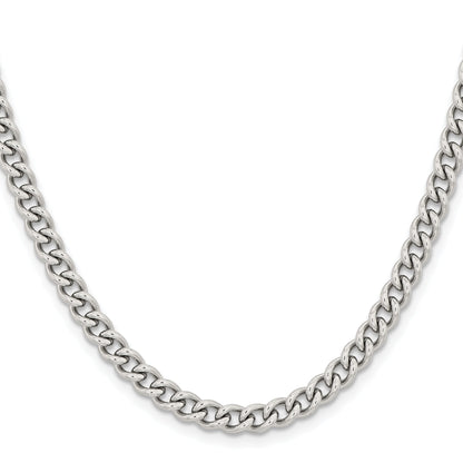 Stainless Steel Chisel Polished 5.3mm 18 Inch Round Curb Chain Necklace