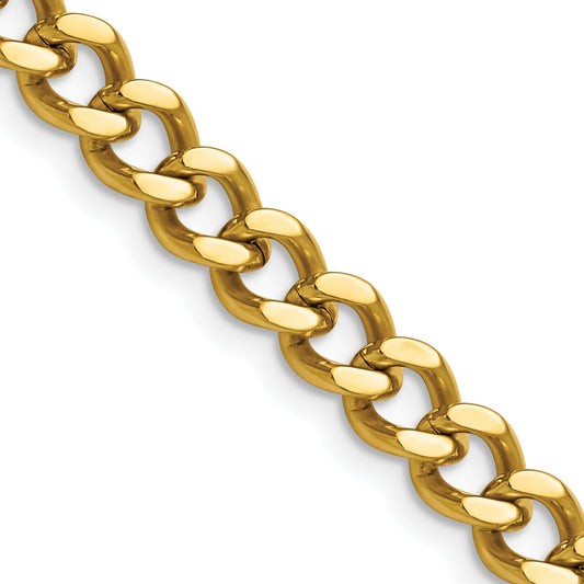 Stainless Steel Chisel Polished Yellow Ip-Plated 7.5mm 22 Inch Curb Chain