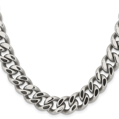 Stainless Steel Chisel Polished 13.75mm 24 Inch Curb Chain Necklace
