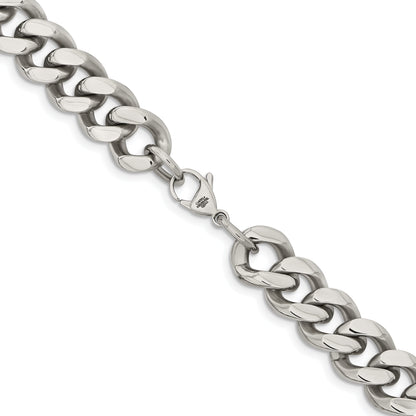 Stainless Steel Chisel Polished 13.75mm 24 Inch Curb Chain Necklace
