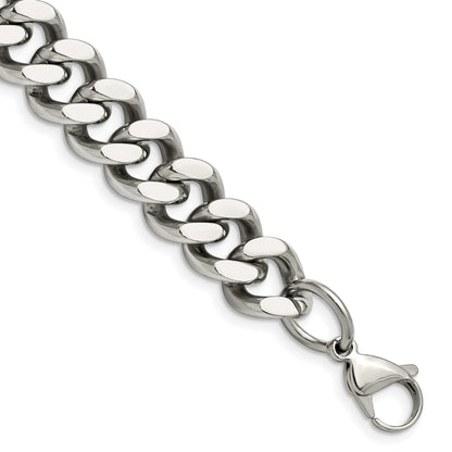 Stainless Steel Chisel Polished 13.75mm 8.5 Inch Curb Chain Bracelet