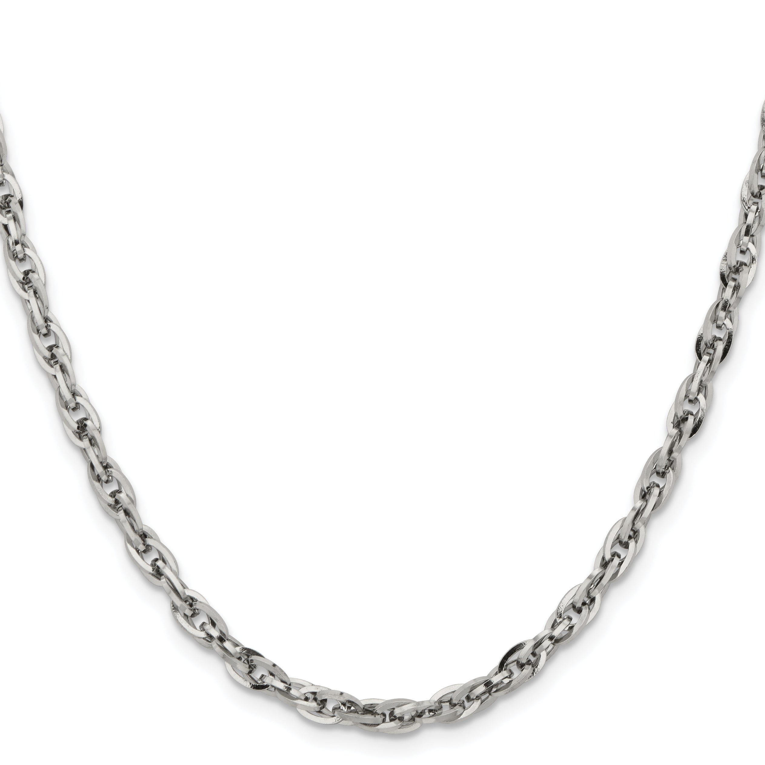 Stainless Steel Chisel Polished 4.2mm 18 Inch Fancy Twisted Link Chain Necklace