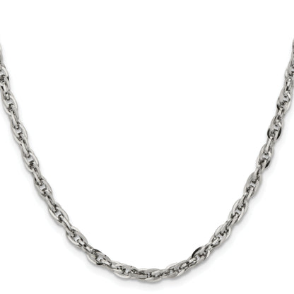 Stainless Steel Chisel Polished 4.2mm 30 Inch Fancy Twisted Link Chain