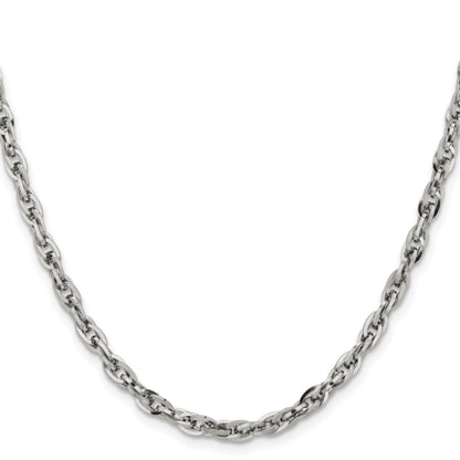 Stainless Steel Chisel Polished 4.2mm 24 Inch Fancy Twisted Link Chain Necklace