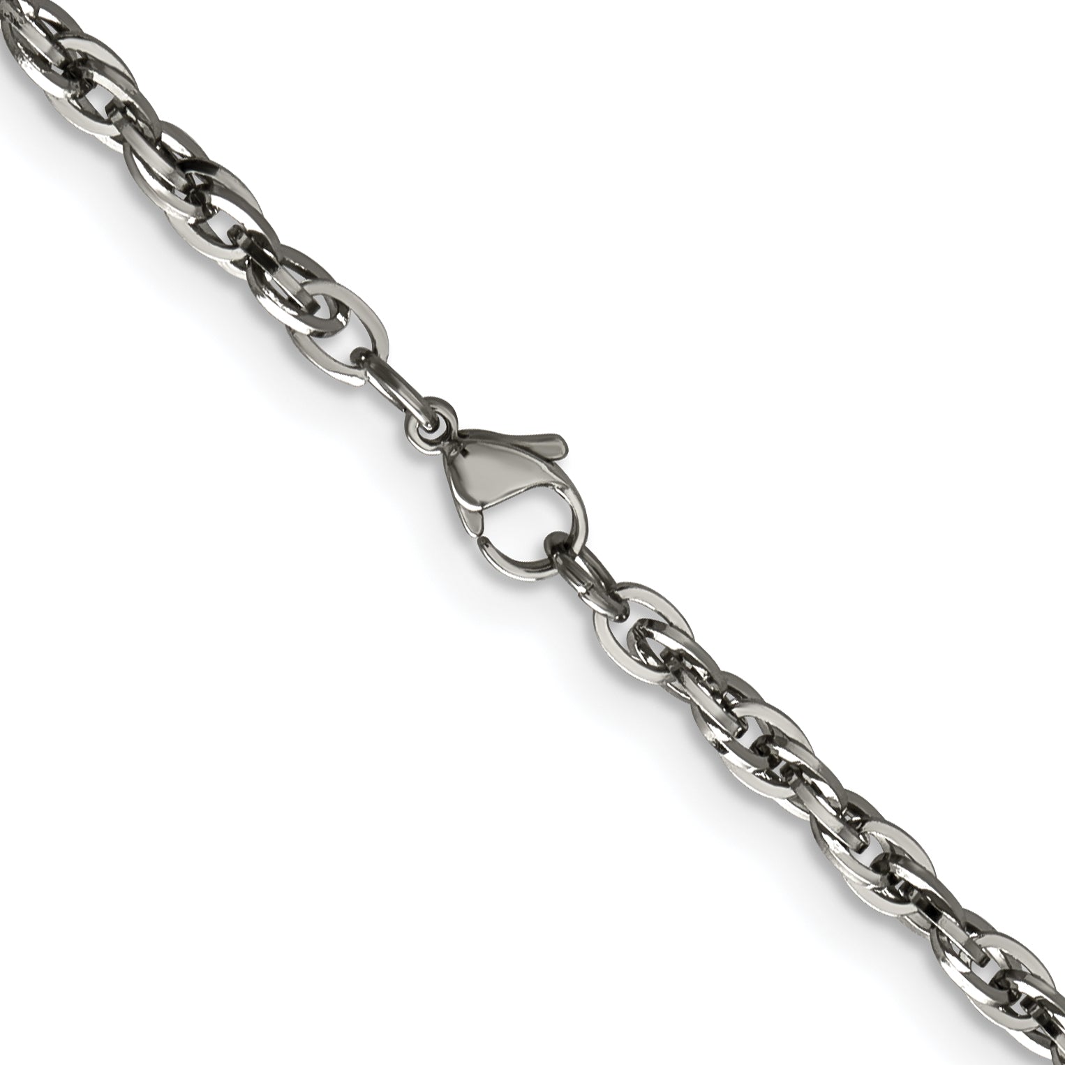 Stainless Steel Chisel Polished 4.2mm 30 Inch Fancy Twisted Link Chain