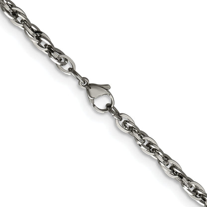 Stainless Steel Chisel Polished 4.2mm 30 Inch Fancy Twisted Link Chain