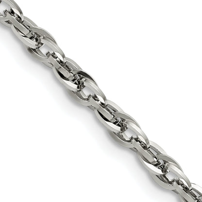 Stainless Steel Chisel Polished 4.2mm 30 Inch Fancy Twisted Link Chain
