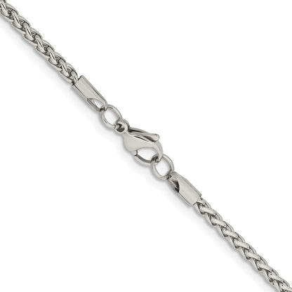 Stainless Steel Chisel Polished 3mm 24 Inch Wheat Chain