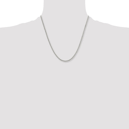 Stainless Steel Chisel Polished 3mm 20 Inch Wheat Chain