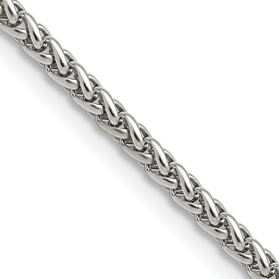 Stainless Steel Chisel Polished 3mm 22 Inch Wheat Chain