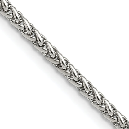 Stainless Steel Chisel Polished 3mm 22 Inch Wheat Chain