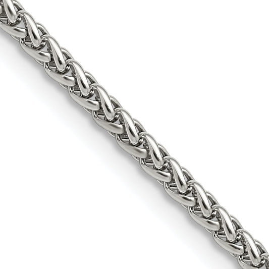 Stainless Steel Chisel Polished 3mm 22 Inch Wheat Chain