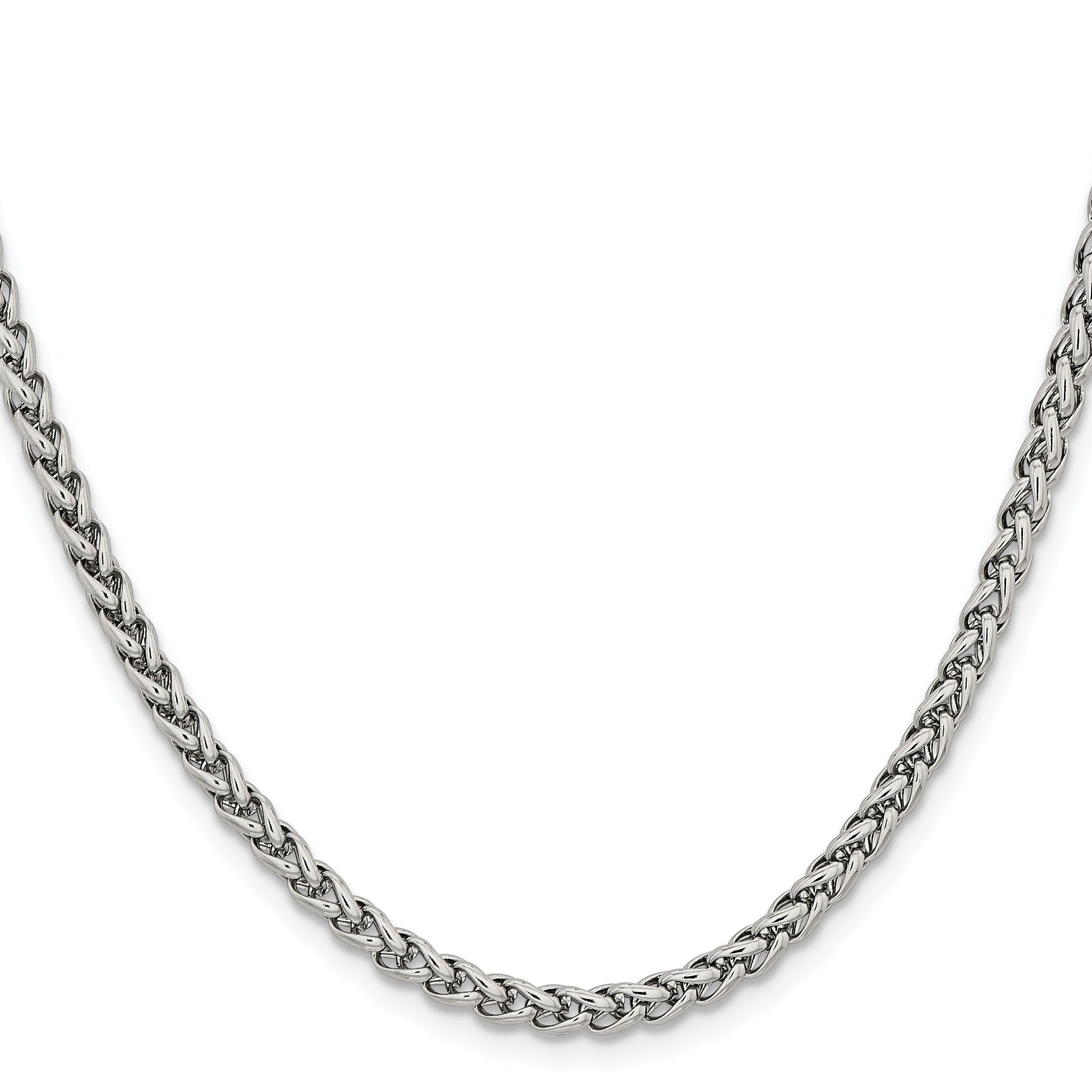 Stainless Steel Chisel Polished 4mm 24 Inch Wheat Chain