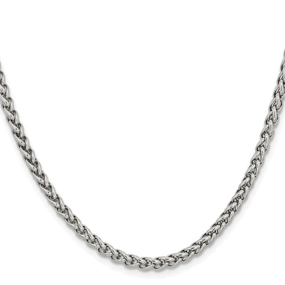 Stainless Steel Chisel Polished 4mm 22 Inch Wheat Chain