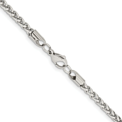 Stainless Steel Chisel Polished 4mm 20 Inch Wheat Chain