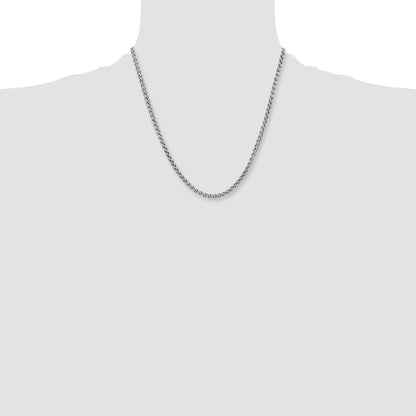 Stainless Steel Chisel Polished 4mm 20 Inch Wheat Chain