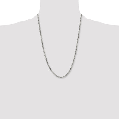 Stainless Steel Chisel Polished 4mm 24 Inch Wheat Chain