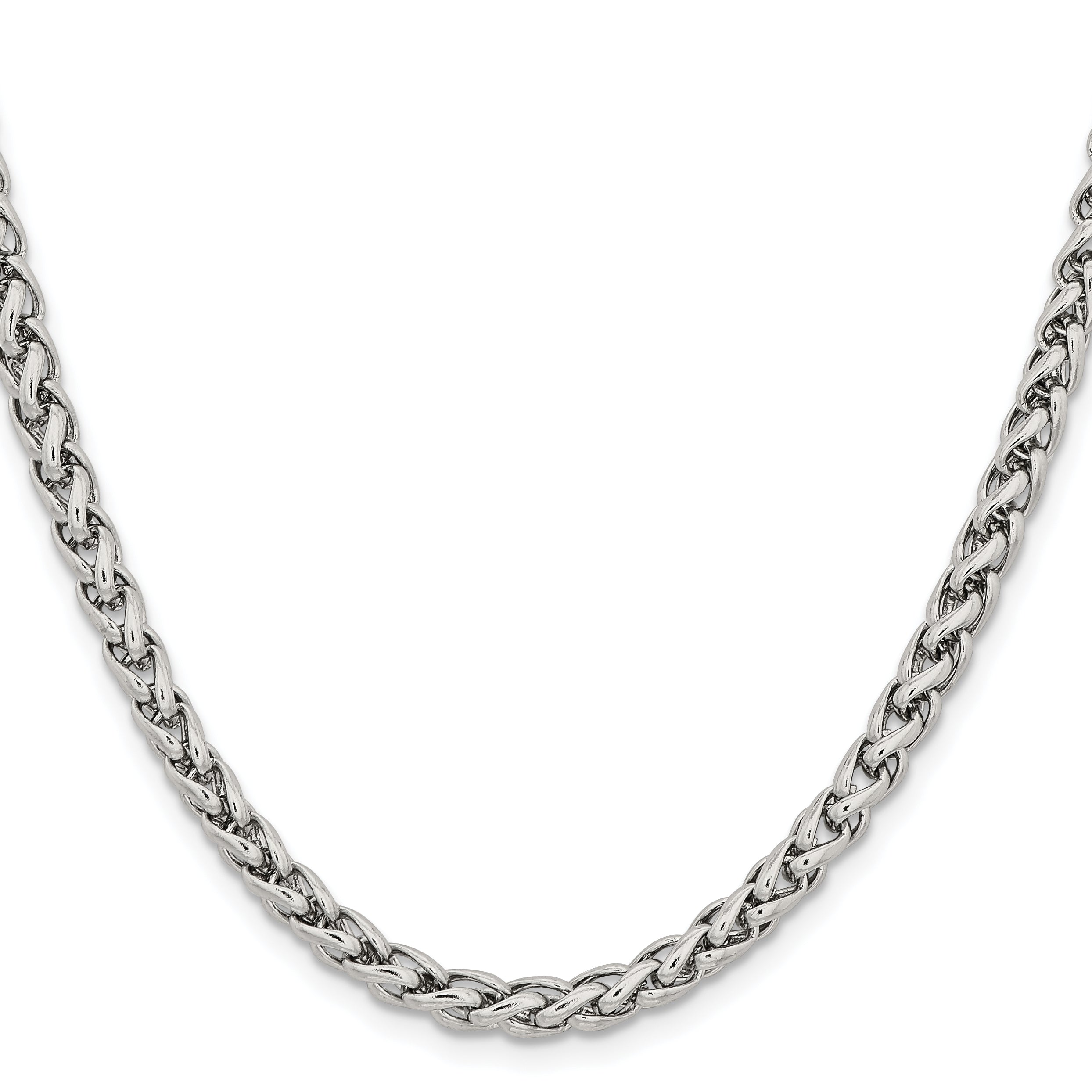 Stainless Steel Chisel Polished 5mm 20 Inch Wheat Chain