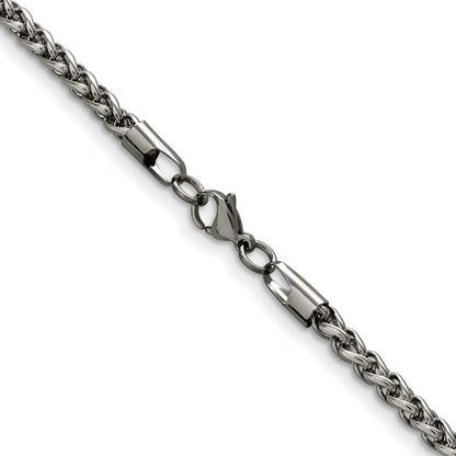 Stainless Steel Chisel Polished 5mm 24 Inch Wheat Chain