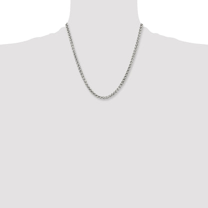 Stainless Steel Chisel Polished 5mm 20 Inch Wheat Chain