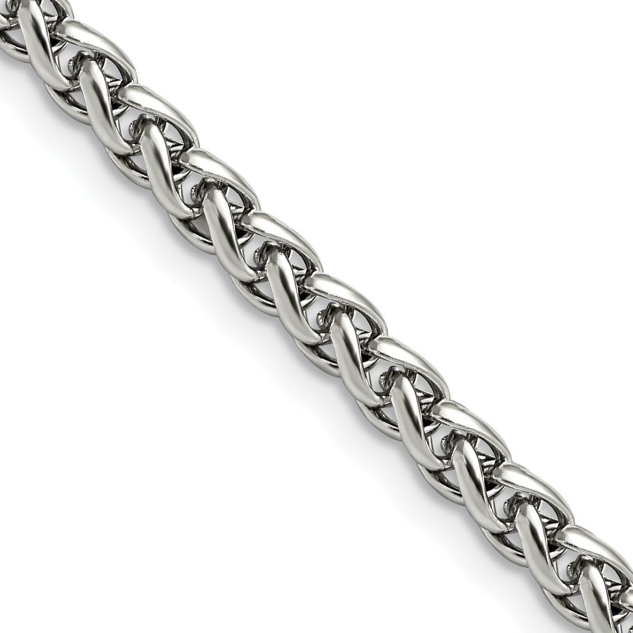 Stainless Steel Chisel Polished 5mm 24 Inch Wheat Chain