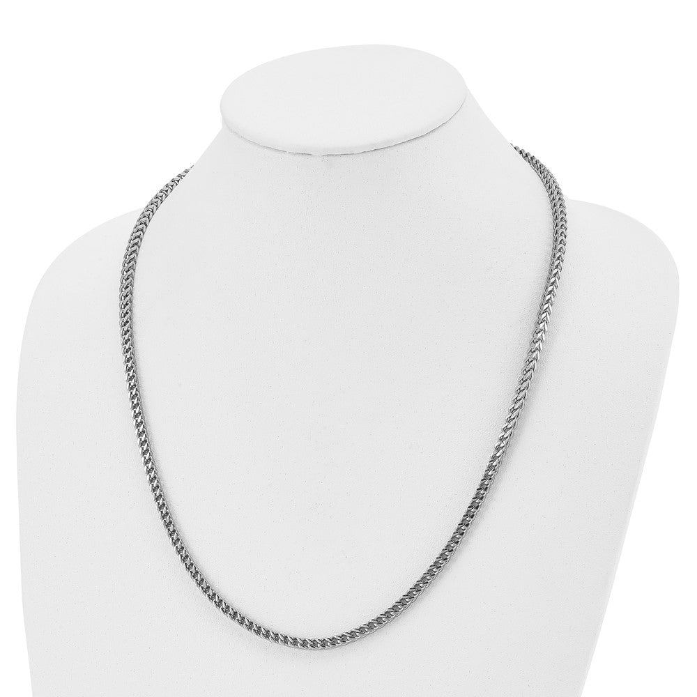 Stainless Steel Chisel Polished 24 Inch Franco Chain Necklace