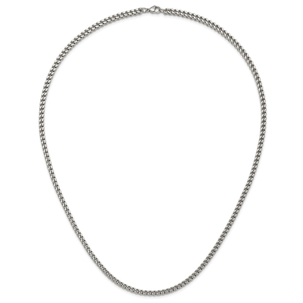 Stainless Steel Chisel Polished 24 Inch Franco Chain Necklace