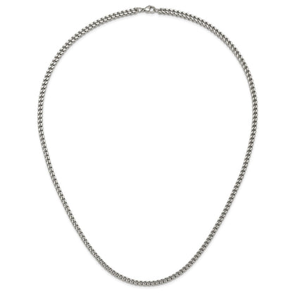 Stainless Steel Chisel Polished 24 Inch Franco Chain Necklace