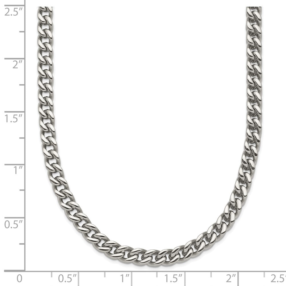 Stainless Steel Chisel Polished 24 Inch Franco Chain Necklace