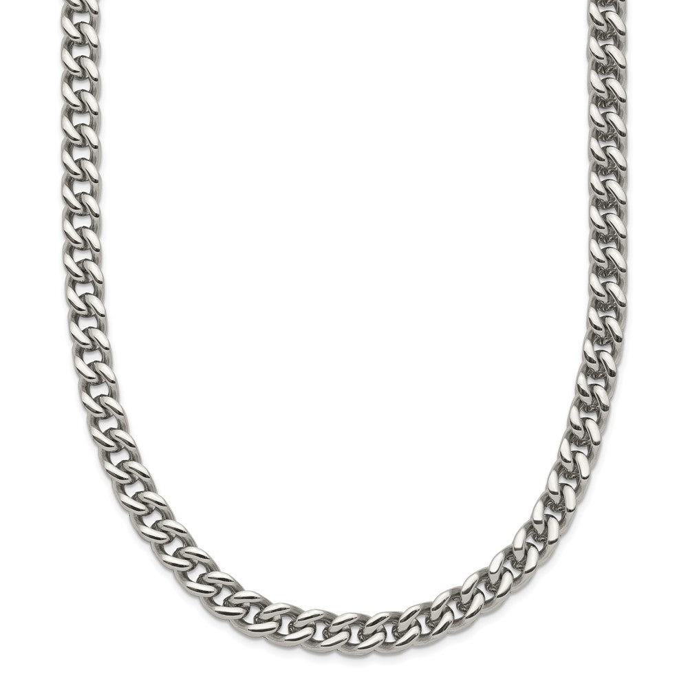 Stainless Steel Chisel Polished 24 Inch Franco Chain Necklace