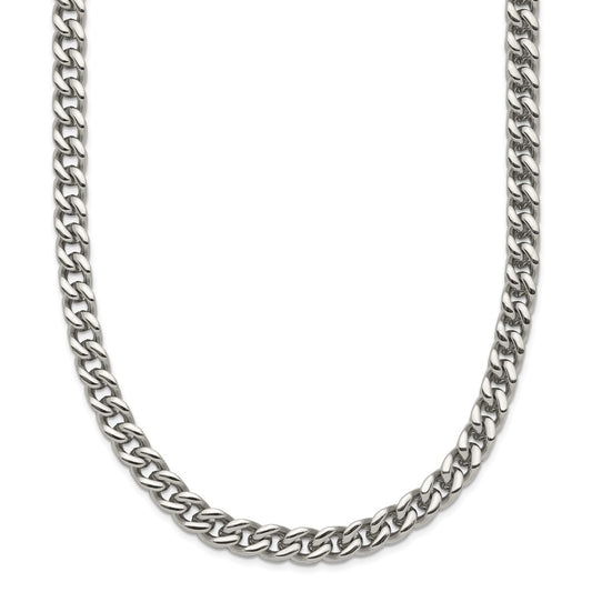 Stainless Steel Chisel Polished 24 Inch Franco Chain Necklace