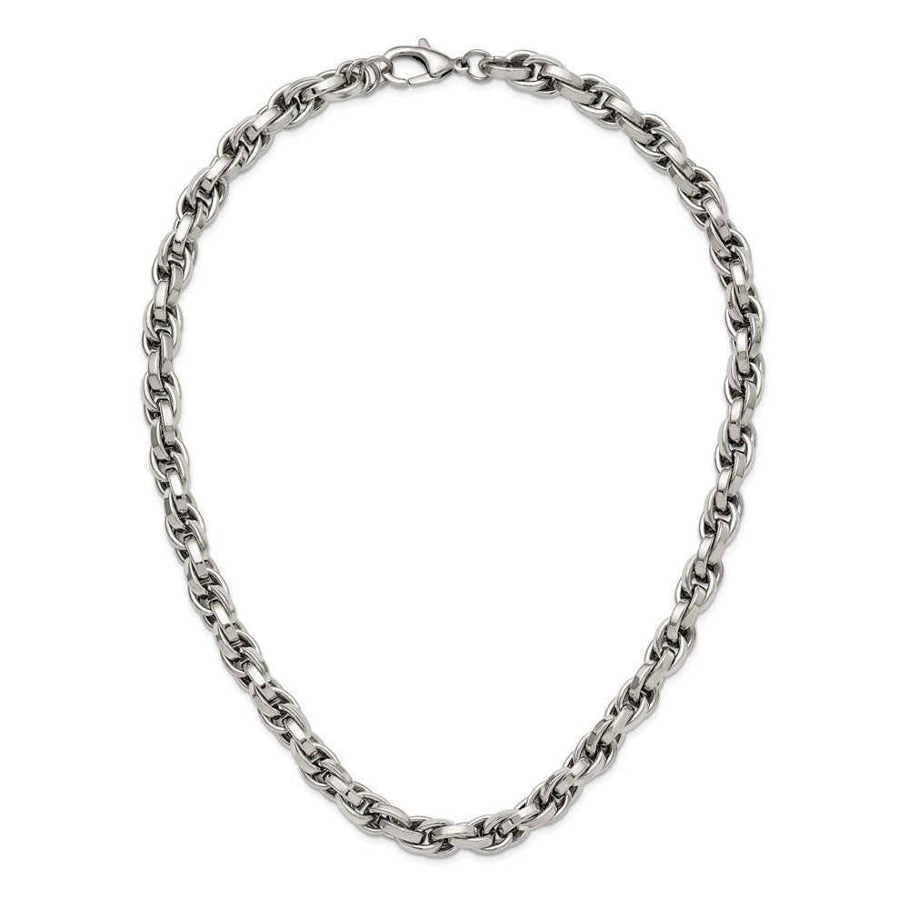 Stainless Steel Chisel Polished 24 Inch Oval Link Necklace