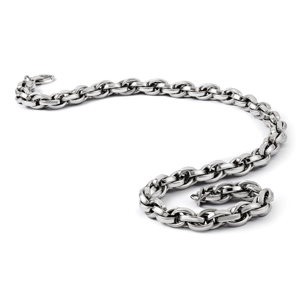 Stainless Steel Chisel Polished 24 Inch Oval Link Necklace