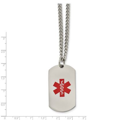 Stainless Steel Polished Red Enamel Medical 30In Necklace