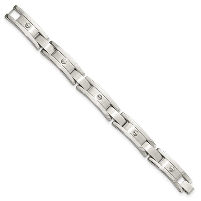 Stainless Steel Chisel Brushed And Polished 8.25 Inch Bracelet, Money Clip Key Ring Set